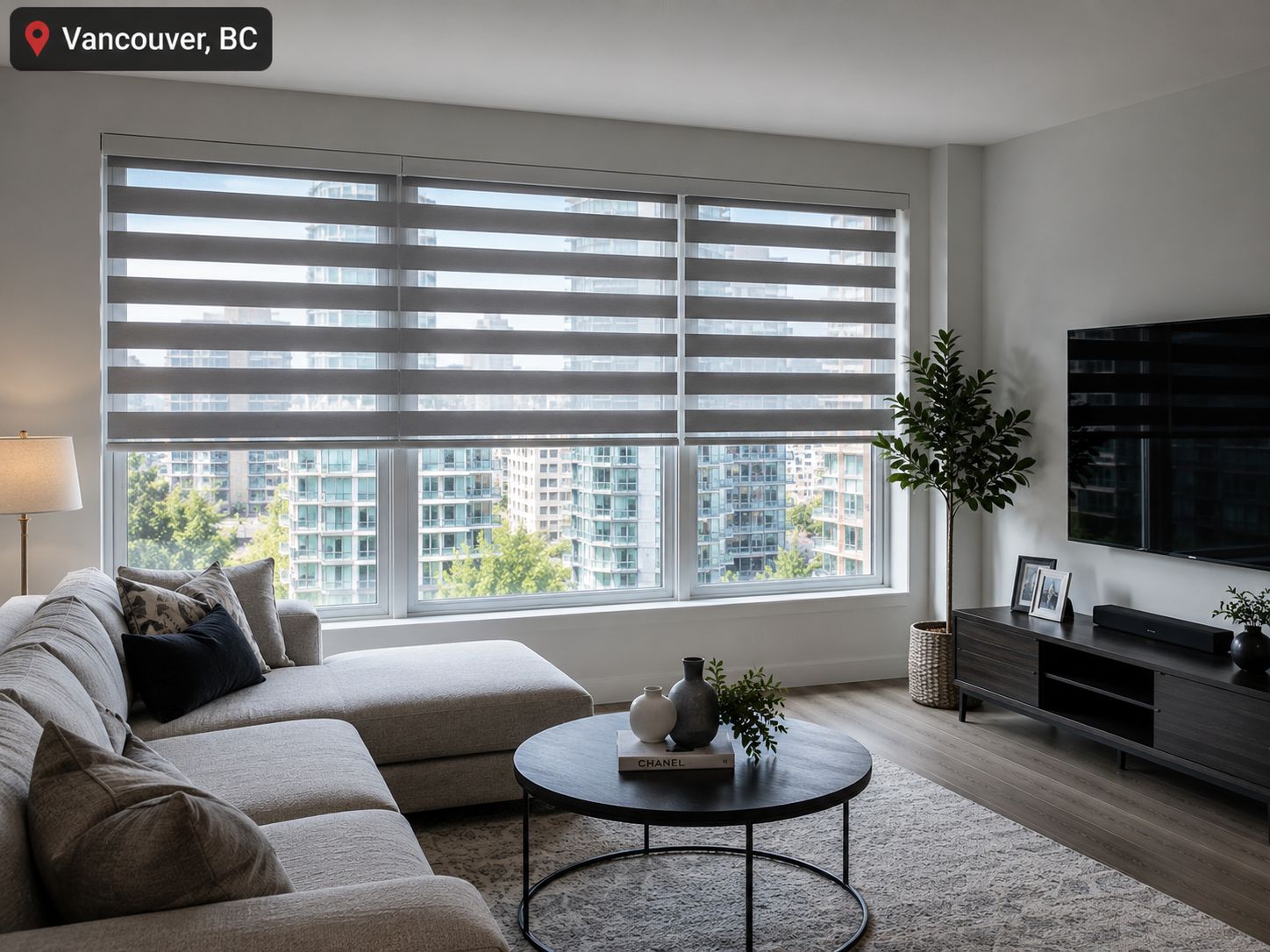 Zebra blinds installed Vancouver BC condo