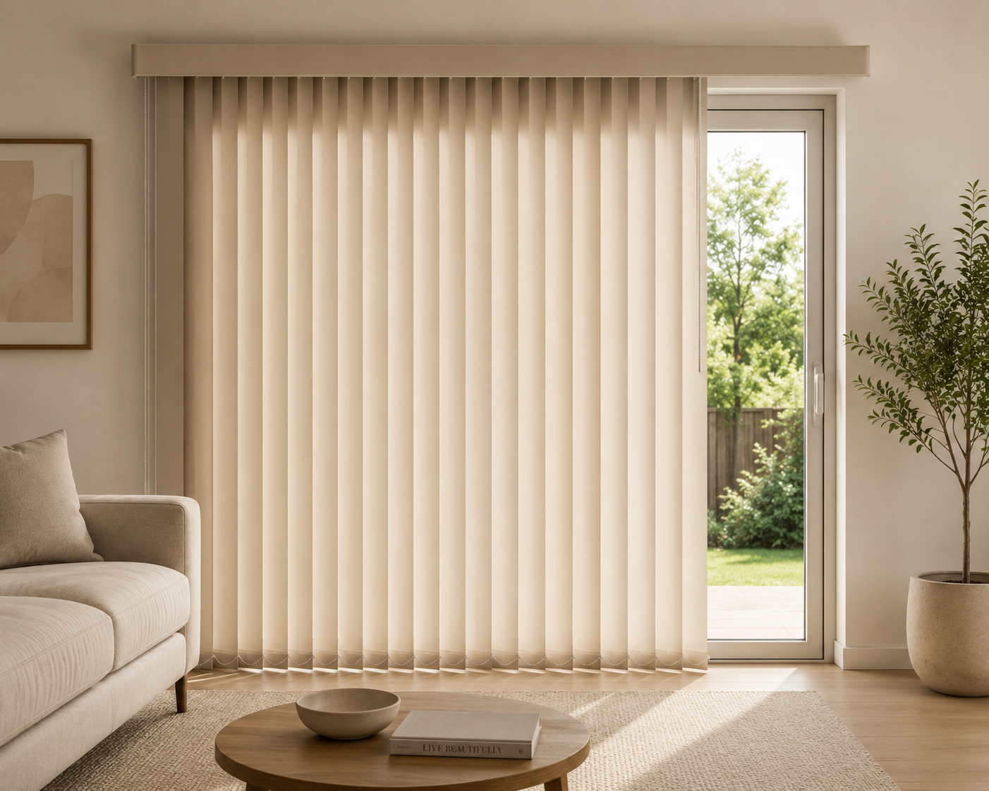 Vertical blinds on a patio door in a Metro Vancouver home